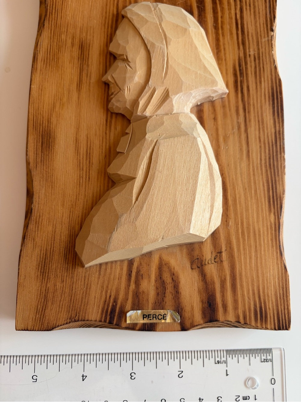 Signed R Audet Quebec Folk Art Wood Carving Pair MCM Rustic Wall Plaque Love - Picture 13 of 13